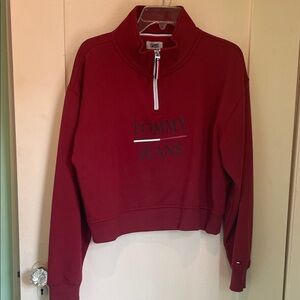 Tommy Hilfiger Women's Red Half-Zip Sweatshirt